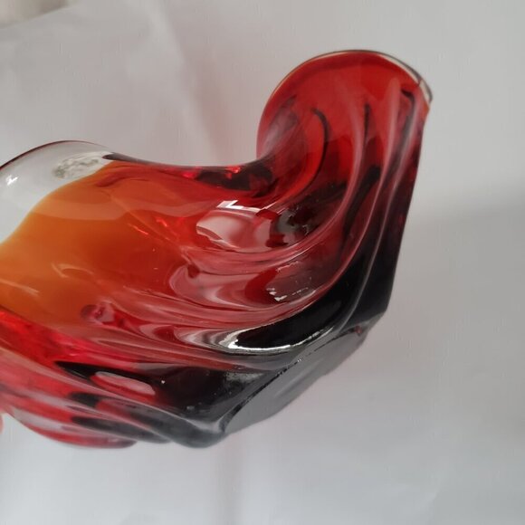 Vintage Murano Style Red & Clear Glass Candy Trinket Dish Ashtray - Picture 6 of 10